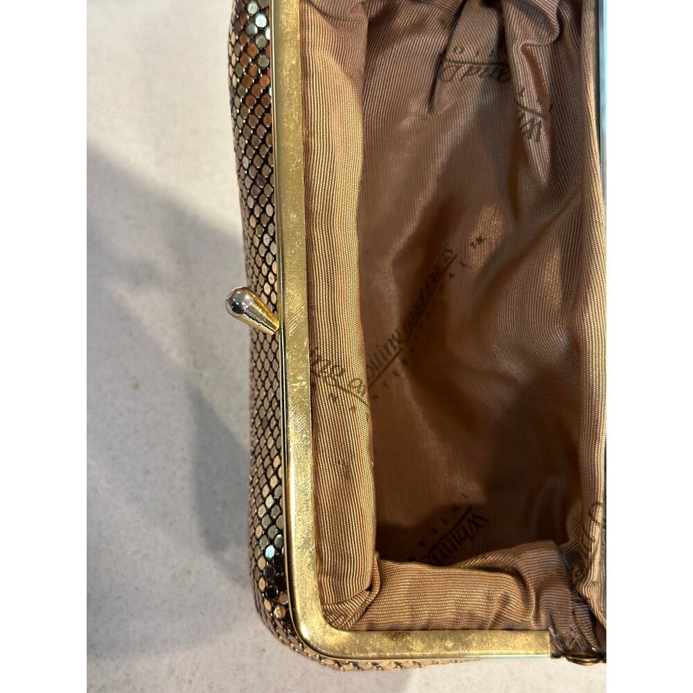 Vintage Whiting & Davis Gold Mesh Evening Clutch Purse Rhinestone Cocktail Party - Picture 9 of 11